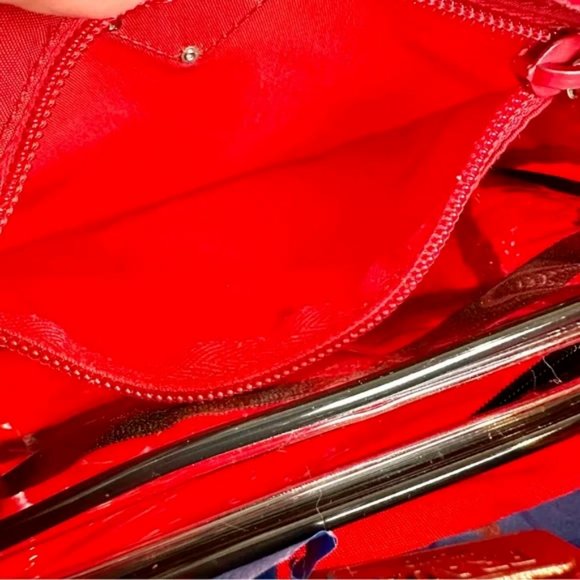 ⭐️PRADA Red Nylon Pouch Crossbody Bag with chain and clear insert - Picture 11 of 16